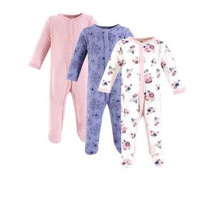 Hudson Baby Long Sleeve Sleep and Play, 3-Pack, 3-6 Months